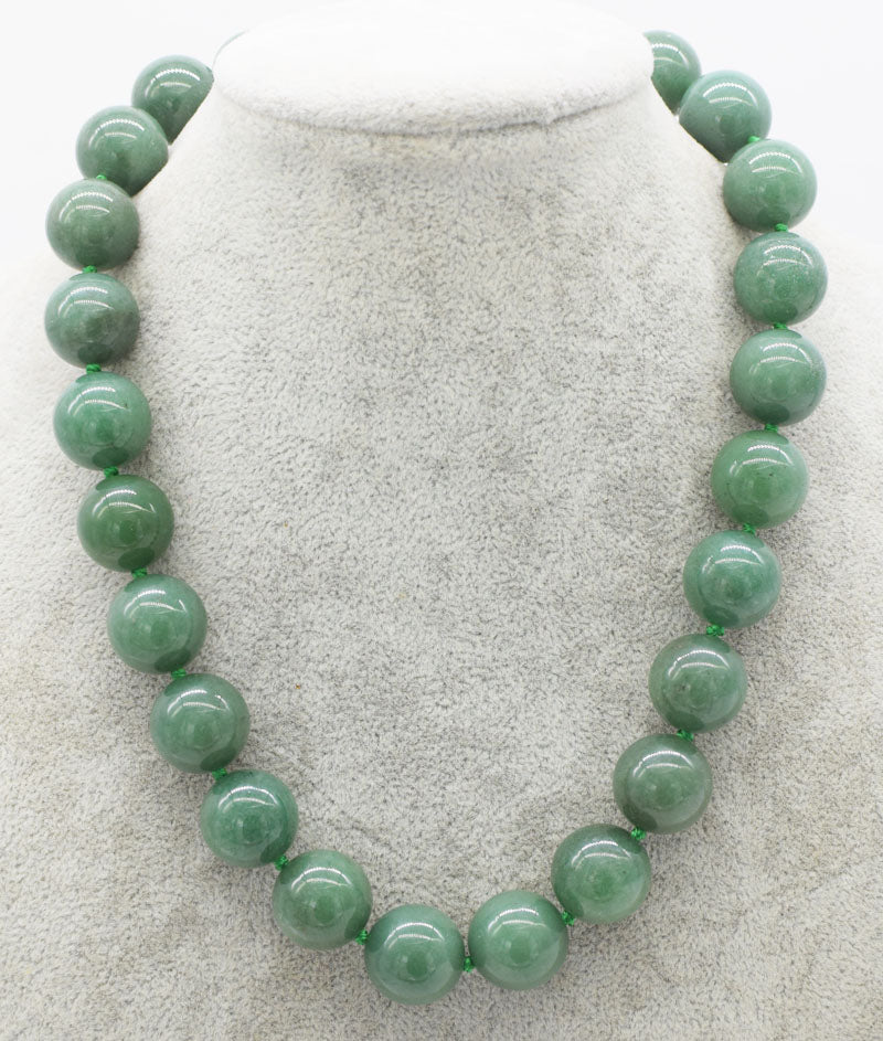 green jade  round  14-18mm necklace 17inch