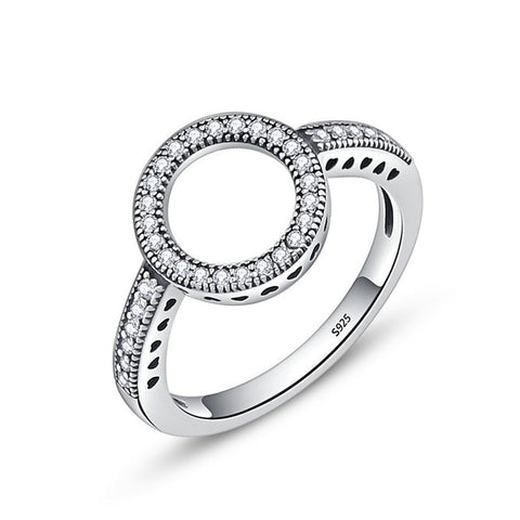 Sterling Silver Round Rings Lucky Circle Finger Rings For Women