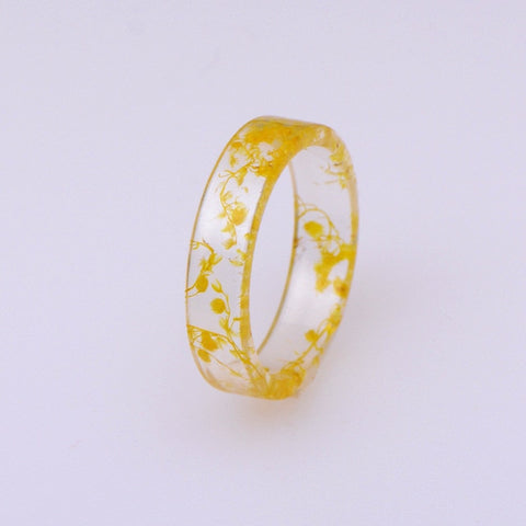 Hot Unique Clear Resin Ring Handmade Dried Flower
