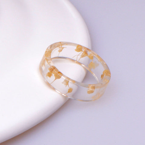 Hot Unique Clear Resin Ring Handmade Dried Flower