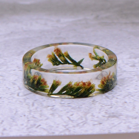 Hot Unique Clear Resin Ring Handmade Dried Flower