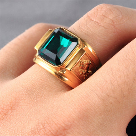 Fashion Gold Big Red Black Green Blue Stone Square