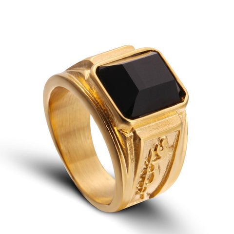 Fashion Gold Big Red Black Green Blue Stone Square