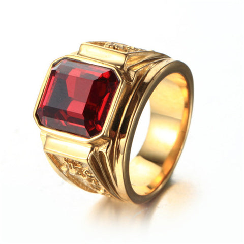 Fashion Gold Big Red Black Green Blue Stone Square