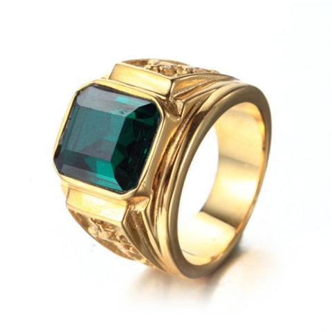 Fashion Gold Big Red Black Green Blue Stone Square