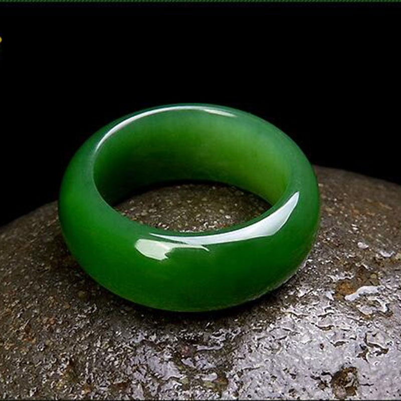 Natural Green Hetian Jade Ring Chinese