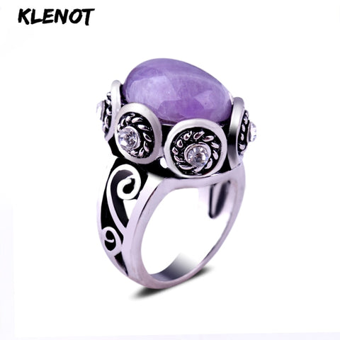 Natural Amethyst Silver Ring For Women Antique