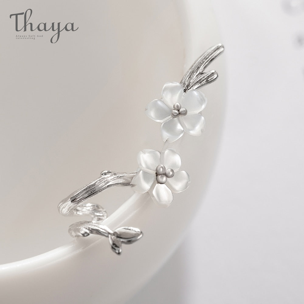 Thaya White Cherry s925 Silver Earrings Flower