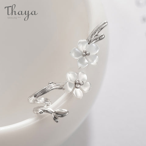 Thaya White Cherry s925 Silver Earrings Flower