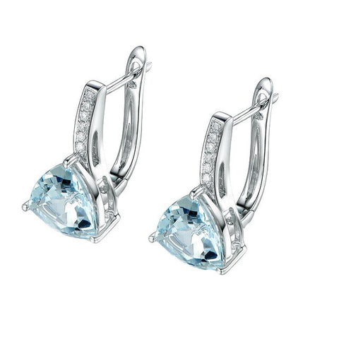 Women Sapphire Gemstones Drop Earrings 925