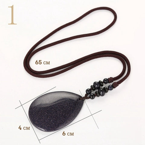 Yumten Turquoise Pendant Necklaces Long Women