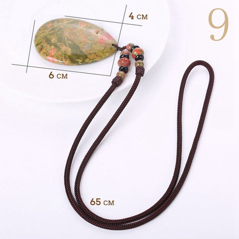 Yumten Turquoise Pendant Necklaces Long Women