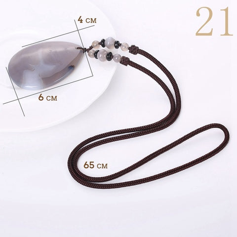 Yumten Turquoise Pendant Necklaces Long Women