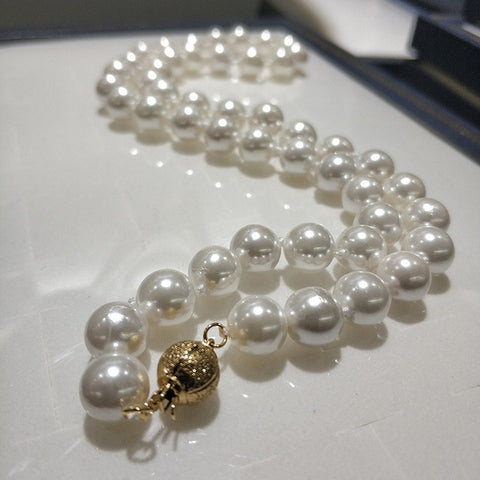 Necklace Jewelry  8-8.5mm Round White Natural